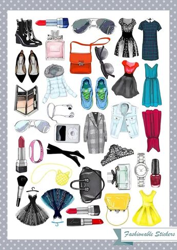 ملصقات الملابس العصرية للفتيات من ALOHA SUN، ألبوم مجلة سجل القصاصات للسفر / ملصقات عصرية مقاومة للماء لتزيين الكمبيوتر المحمول وأمتعة التزلج وزجاجة مياه قارورة مائية (64 قطعة) in Kuwait