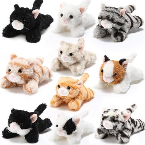 Lenwen 10 Pcs Cat Stuffed Animals Bulk Soft Cuddly Kitten Plush Sets Assorted Fluffy Stuffed Cats Cute Plush Kitten for Birthday Party Favor Gift Halloween Christmas Stocking Stuffers (Standing Style) in Saudi Arabia