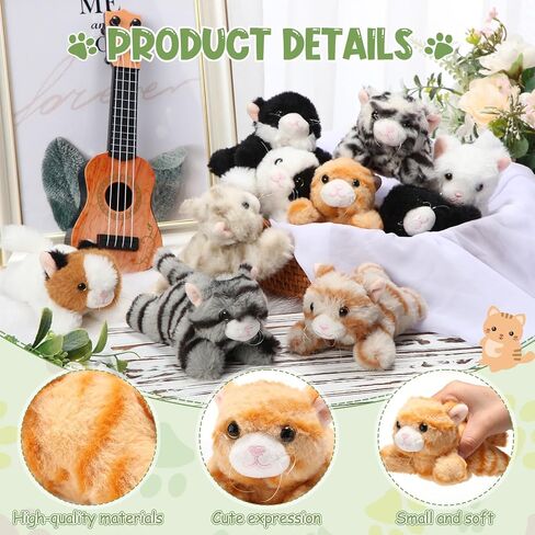 Lenwen 10 Pcs Cat Stuffed Animals Bulk Soft Cuddly Kitten Plush Sets Assorted Fluffy Stuffed Cats Cute Plush Kitten for Birthday Party Favor Gift Halloween Christmas Stocking Stuffers (Standing Style) in Saudi Arabia