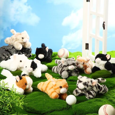 Lenwen 10 Pcs Cat Stuffed Animals Bulk Soft Cuddly Kitten Plush Sets Assorted Fluffy Stuffed Cats Cute Plush Kitten for Birthday Party Favor Gift Halloween Christmas Stocking Stuffers (Standing Style) in Saudi Arabia