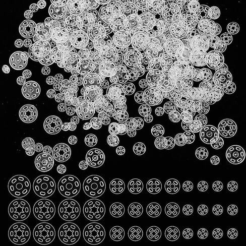 150 Sets Plastic Snaps for Sewing,Invisible Snap Buttons Transparent Round Sew on Snaps Clear Press Button for Sewing Clothing DIY Craft (7 mm, 10 mm, 15 mm) in Kuwait