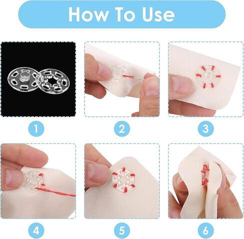 150 Sets Plastic Snaps for Sewing,Invisible Snap Buttons Transparent Round Sew on Snaps Clear Press Button for Sewing Clothing DIY Craft (7 mm, 10 mm, 15 mm) in Kuwait