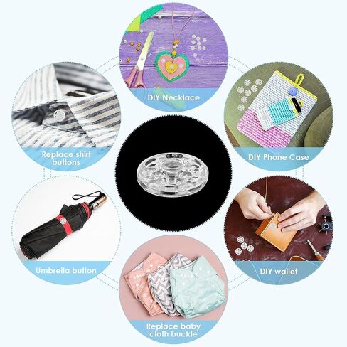 150 Sets Plastic Snaps for Sewing,Invisible Snap Buttons Transparent Round Sew on Snaps Clear Press Button for Sewing Clothing DIY Craft (7 mm, 10 mm, 15 mm) in Kuwait