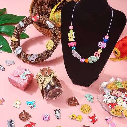 300Pcs Painted Wooden Buttons Insect Theme Poplar Wood Buttons Flower Dragon Fly Butterfly Bee Ladybugs Round Sewing Buttons with Floral Patterns for DIY Sewing Process Decoration in Kuwait