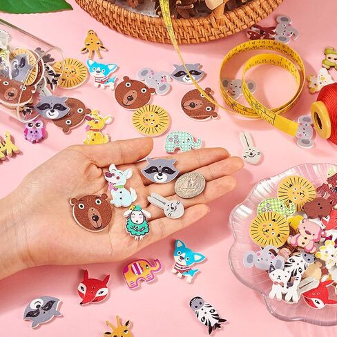 300Pcs Painted Wooden Buttons Insect Theme Poplar Wood Buttons Flower Dragon Fly Butterfly Bee Ladybugs Round Sewing Buttons with Floral Patterns for DIY Sewing Process Decoration in Kuwait