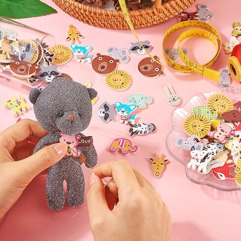 300Pcs Painted Wooden Buttons Insect Theme Poplar Wood Buttons Flower Dragon Fly Butterfly Bee Ladybugs Round Sewing Buttons with Floral Patterns for DIY Sewing Process Decoration in Kuwait