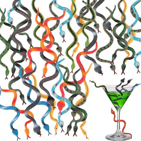 108 Pcs Rain Forest Snakes Assorted Fake Snake Toy Colorful Realistic Plastic Snakes Stretchy Fake Snake for Halloween Party Decoration, Pranks, Garden Props for Deter Birds in Kuwait