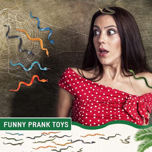 108 Pcs Rain Forest Snakes Assorted Fake Snake Toy Colorful Realistic Plastic Snakes Stretchy Fake Snake for Halloween Party Decoration, Pranks, Garden Props for Deter Birds in Kuwait