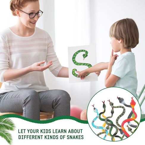 108 Pcs Rain Forest Snakes Assorted Fake Snake Toy Colorful Realistic Plastic Snakes Stretchy Fake Snake for Halloween Party Decoration, Pranks, Garden Props for Deter Birds in Kuwait