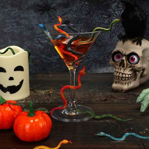 108 Pcs Rain Forest Snakes Assorted Fake Snake Toy Colorful Realistic Plastic Snakes Stretchy Fake Snake for Halloween Party Decoration, Pranks, Garden Props for Deter Birds in Kuwait