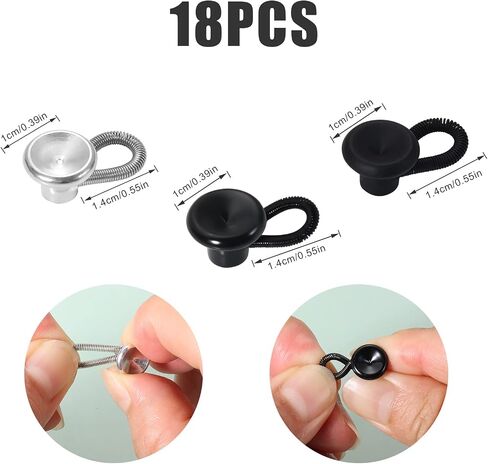 Collar Extender, 18pcs Shirt Collar Button Extenders, Adjustable Waistband Extenders Elastic Jean Extender Buttons for Men Women Pants Dress Shirts (3 Colors) in Saudi Arabia