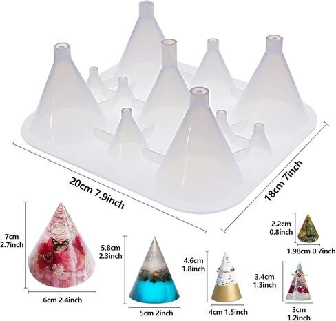 Funshowcase Cone Geometric Resin Silicone Mold 11-Cavity in Saudi Arabia