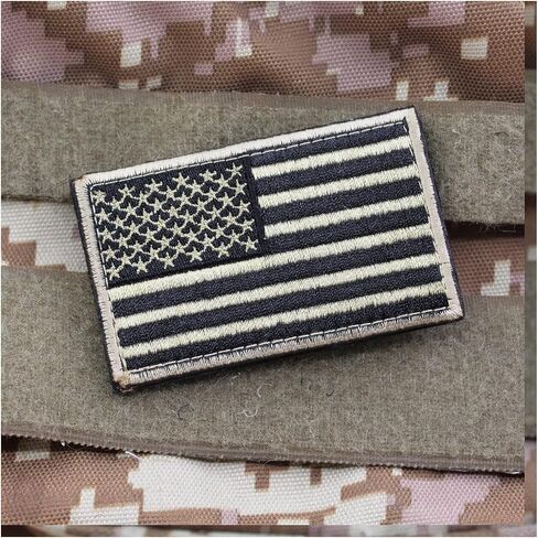 2 PCS Flag Patches Embroidered Tactical Military Morale Patch Applique Fastener Hook and Loop for Backpacks Hat Clothing Caps Vests in Kuwait
