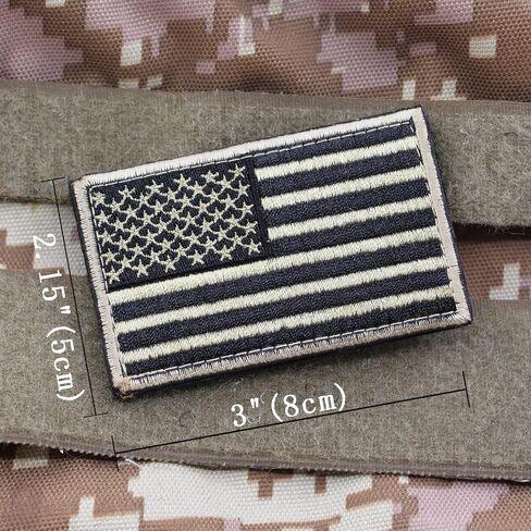 2 PCS Flag Patches Embroidered Tactical Military Morale Patch Applique Fastener Hook and Loop for Backpacks Hat Clothing Caps Vests in Kuwait