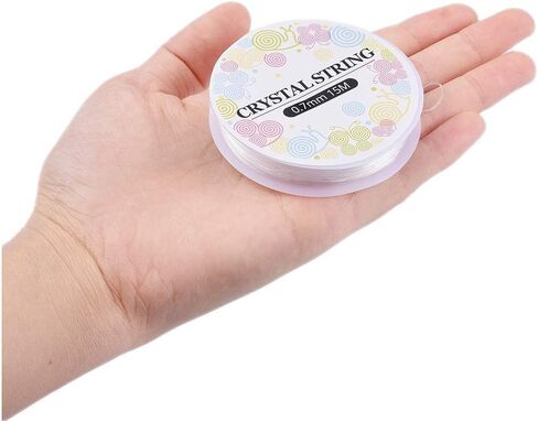 Cheriswelry 10 لفات 0.5 مم سلك كريستال مرن شفاف أبيض قابل للتمدد سلسلة سوار شفاف مرن خرز خط اللمسات النهائية للخرز قلادة صناعة المجوهرات DIY Craft (18 متر/لفة) in Kuwait