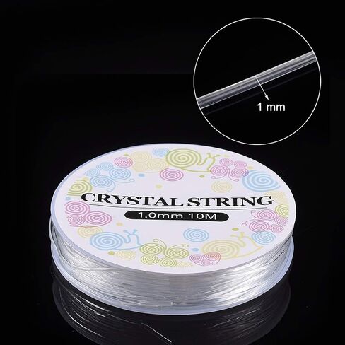 Cheriswelry 10 لفات 0.5 مم سلك كريستال مرن شفاف أبيض قابل للتمدد سلسلة سوار شفاف مرن خرز خط اللمسات النهائية للخرز قلادة صناعة المجوهرات DIY Craft (18 متر/لفة) in Kuwait