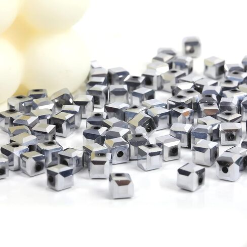 200 Pieces Cube Crystal Beads 6mm Colorful Square Glass Bead for DIY Bracelet,Crystal Beads Faceted Spacer Beads Quartz Loose Beads for Jewelry Making Bracelet Rainbow Necklace Art Crafts,Violet in Kuwait