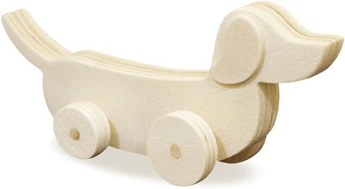 كرافتي كيدز لعبة كلب على عجلات من وينر على شكل قطع خشبي - لعبة يدوية غير مكتملة - بطول 5.5 انش، سلحفاة، صغيرة in Kuwait