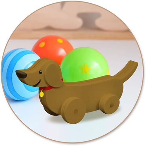 كرافتي كيدز لعبة كلب على عجلات من وينر على شكل قطع خشبي - لعبة يدوية غير مكتملة - بطول 5.5 انش، سلحفاة، صغيرة in Kuwait