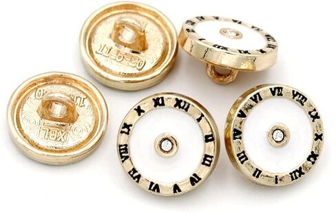10 Pcs Round Button Small Mini Button Clock Design Pattern or Blazer Coat Uniform Shirt(Golden,12mm) in Saudi Arabia