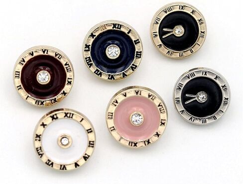 10 Pcs Round Button Small Mini Button Clock Design Pattern or Blazer Coat Uniform Shirt(Golden,12mm) in Saudi Arabia