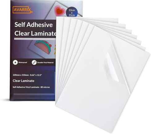 أوراق مصقولة ذاتية اللصق من Avarrix Australia للملصقات، ملصقات ملصقات مقاومة للماء، حماية لملصقات الفينيل القابلة للطباعة، لامعة، مقاومة للتمزق، رابطة قوية للغاية، عبوة من 50 قطعة، مقاس A4 in Kuwait
