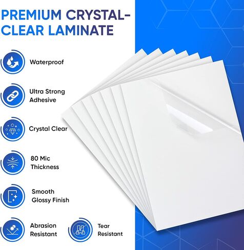 أوراق مصقولة ذاتية اللصق من Avarrix Australia للملصقات، ملصقات ملصقات مقاومة للماء، حماية لملصقات الفينيل القابلة للطباعة، لامعة، مقاومة للتمزق، رابطة قوية للغاية، عبوة من 50 قطعة، مقاس A4 in Kuwait