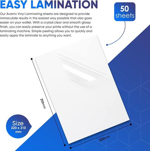 أوراق مصقولة ذاتية اللصق من Avarrix Australia للملصقات، ملصقات ملصقات مقاومة للماء، حماية لملصقات الفينيل القابلة للطباعة، لامعة، مقاومة للتمزق، رابطة قوية للغاية، عبوة من 50 قطعة، مقاس A4 in Kuwait
