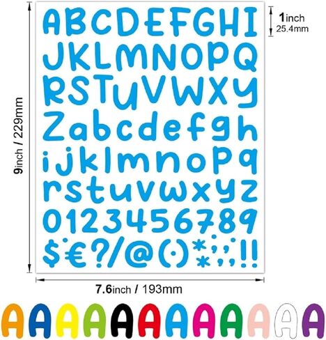 10 أوراق ملصقات أبجدية، 1 بوصة 12 لونًا ذاتية اللصق أرقام وملصقات أبجدية، ملصقات حروف ABC لأرقام منزل صندوق البريد اليدوية اليدوية، سجل القصاصات، بطاقات المعايدة هدية تزيين الفصل الدراسي in Kuwait