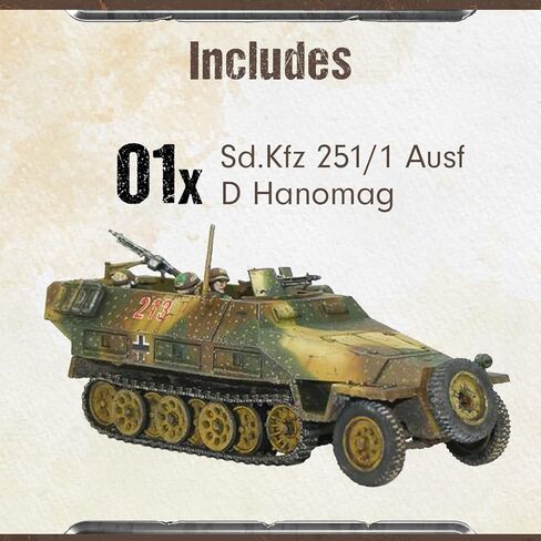 دبابة عمل بولت - ألعاب Warlord Sd.Kfz 251/1 Ausf D Hanomag دبابة ألمانية 28 مم + حرب دبابة رقمية - مجموعة نموذج دبابة عسكرية وألعاب دبابة مصغرة من قبل Wargames تسليمها in Saudi Arabia