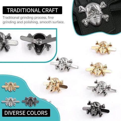 Cimeton 30Pcs Gold Silver Gunblack Skull Prong Studs for Leather Craft Decorations in Kuwait