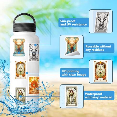 ملصقات لاغوم دريمبوت التارو، ملصقات زودياك، علم التنجيم للديكور لزجاجات المياه، كمبيوتر محمول فني للأطفال والمراهقين والبنات البالغين، لوح تزلج مقاوم للماء-50 قطعة (التارو) in Kuwait