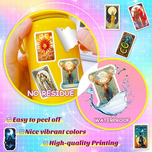 ملصقات لاغوم دريمبوت التارو، ملصقات زودياك، علم التنجيم للديكور لزجاجات المياه، كمبيوتر محمول فني للأطفال والمراهقين والبنات البالغين، لوح تزلج مقاوم للماء-50 قطعة (التارو) in Kuwait