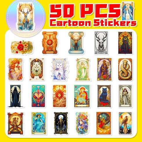 ملصقات لاغوم دريمبوت التارو، ملصقات زودياك، علم التنجيم للديكور لزجاجات المياه، كمبيوتر محمول فني للأطفال والمراهقين والبنات البالغين، لوح تزلج مقاوم للماء-50 قطعة (التارو) in Kuwait