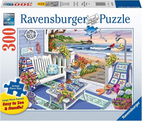 سلسلة Ravensburger المريحة: لغز الصور المقطوعة Seaside Sunshine 300 قطعة كبيرة الحجم للبالغين - كل قطعة فريدة من نوعها، تقنية Softclick تعني أن القطع تتناسب معًا بشكل مثالي in Saudi Arabia