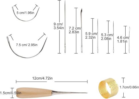 Leather Sewing Set Leather Tool Set 10 Pieces Leather Hand Tool with Drill awl, Waxed Thread, Hand Sewing Needles and Thimble for Sewing Work Mattress Repair Leather Carpet in Kuwait