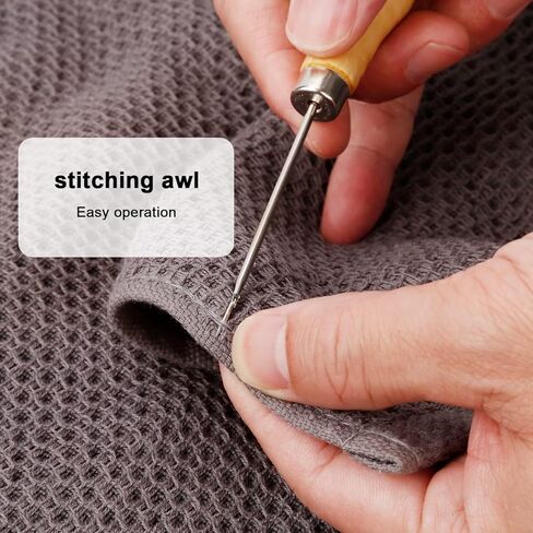 Leather Sewing Set Leather Tool Set 10 Pieces Leather Hand Tool with Drill awl, Waxed Thread, Hand Sewing Needles and Thimble for Sewing Work Mattress Repair Leather Carpet in Kuwait