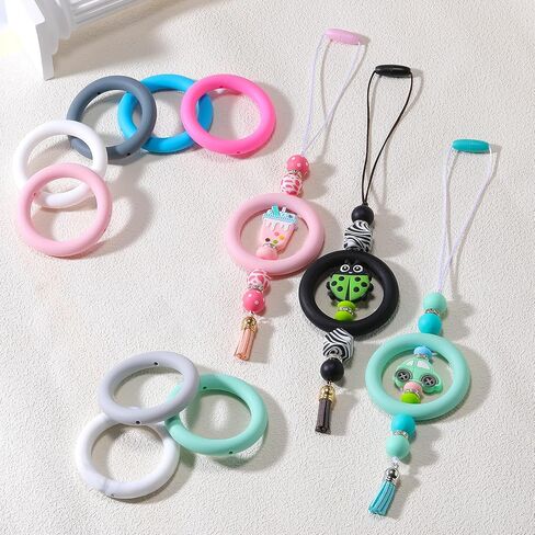 5 Piece 65mm Silicone Beads Ring Bulk Focal Beads Water Transfer Printing Silicone Beads for DIY Make Handicrafts, Keychains, Necklaces, Lanyards Etc (Dog Paw) in Kuwait