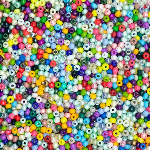 8/0 Craft Glass Seed Beads Bulk, 3mm Pony Beads Hair Beads Waist Beads for Jewelry Making, 4000 Pcs Colorful Bracelet Beads Small Beads for Ladies, Neckalce Waist Earring DIY Craft (Mixed Color) in Kuwait