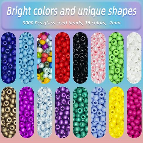 8/0 Craft Glass Seed Beads Bulk, 3mm Pony Beads Hair Beads Waist Beads for Jewelry Making, 4000 Pcs Colorful Bracelet Beads Small Beads for Ladies, Neckalce Waist Earring DIY Craft (Mixed Color) in Kuwait