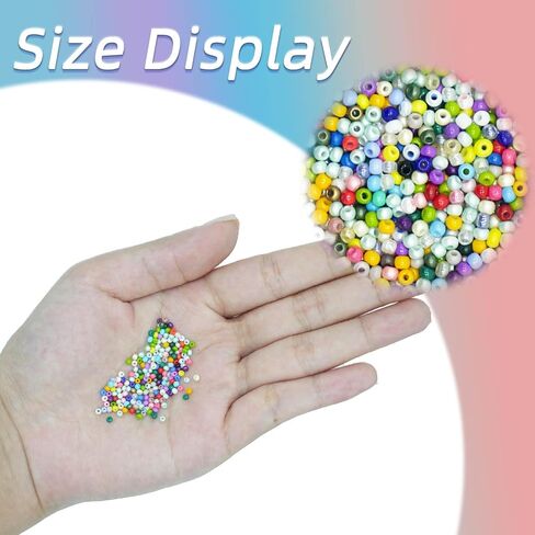 8/0 Craft Glass Seed Beads Bulk, 3mm Pony Beads Hair Beads Waist Beads for Jewelry Making, 4000 Pcs Colorful Bracelet Beads Small Beads for Ladies, Neckalce Waist Earring DIY Craft (Mixed Color) in Kuwait