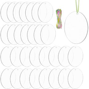 Exptolii Acrylic Blanks, Round Clear Keychain Blanks for Vinyl Projects, Circle Acrylic Blanks Key Chain Kit for Craft Bulk with Hole for DIY Keychain, Crafting and Vinyl Projects (3 Inch 30 Pcs) in Kuwait