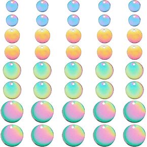 DICOSMETIC 40Pcs 4 Sizes Stainless Steel Flat Round Tag Charms Pendants Multi-color Stamping Blank Tag Pendants with Various Size for Jewelry Making Crafting Findings Accessory in Saudi Arabia