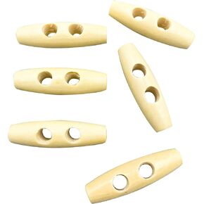 2 Holes Wooden Buttons Horn Toggle Sewing Buttons Horn Tooth Shape Knitting Accessory for Coat Jacket Sewing Craft DIY 40mm (#1) PT2102