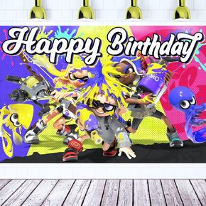 Splatoon Birthday Party Supplies, 5x3 Ft Splatoon Birthday Backdrop Splatoon Party Decorations Banner Kids Splatoon Party Supplies to Host a Splatoon Theme Birthday Party for Boys and Girls in Kuwait