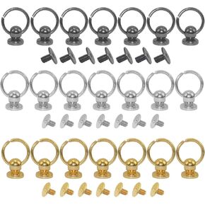 20 مجموعة من المسامير الجلدية ذات الرأس المستدير مع حلقة سحب من سبائك الزنك على شكل حرف O ومسامير تثبيت لحقيبة اليد وحافظة الهاتف المصنوعة من الجلد (فضي) in Kuwait