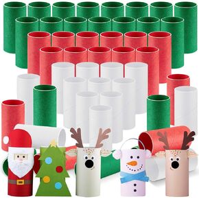 100 Packs Christmas Cardboard Tubes for Craft, 1.57 x 3.35 Inch, Toilet Paper Empty Rolls Round Thick Tubes Christmas Crafts for Kids Teacher School Supplies Classrooms DIY Art in Saudi Arabia