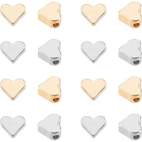 PH PandaHall 40pcs Heart Beads Spacer, Love Heart Spacers Gold Platinum Brass Metal Loose Beads for Valentine's Day Wedding Mothers’ Day Jewelry Bracelet Necklace Making