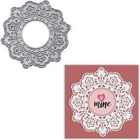 Hying Valentine's Day Flowers Heart Frame Cutting Dies for Card Making and Photo Album Decorations, Floral Lace Die Cuts Valentines Heart Dies Stencils Embossing Template for DIY Scrapbooking Craft