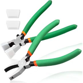 2pcs Glass Running Pliers Grozier Pliers Set with 2 Pairs Replacement Rubber Tips Key Fob Pliers Breaker Grozer Pliers Glass Cutters Tools for Stained Glass Work Glass Cutting